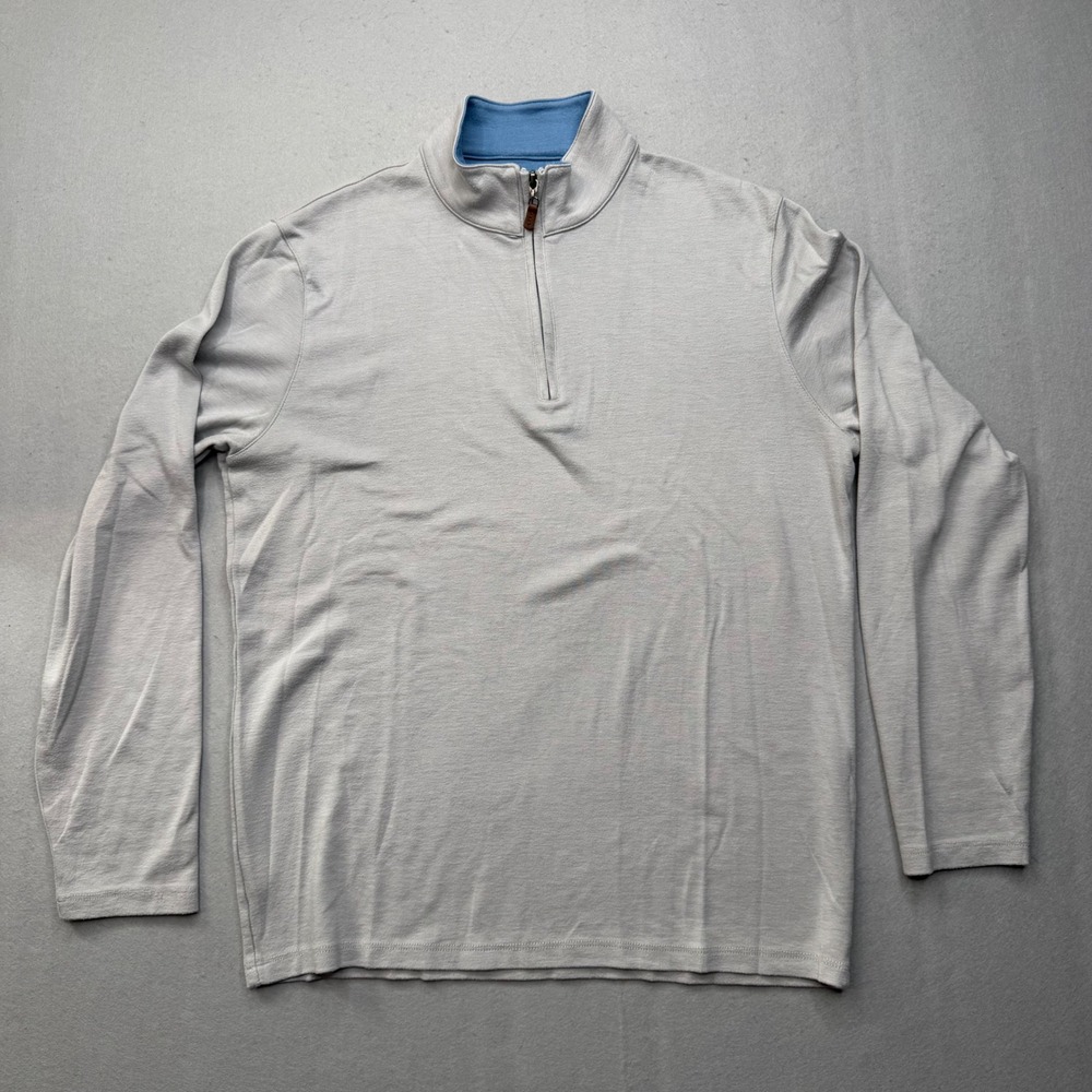 Mizzen Main Quarter Zip Pullover Mens Medium Trim Fit Gray Performance Sweater